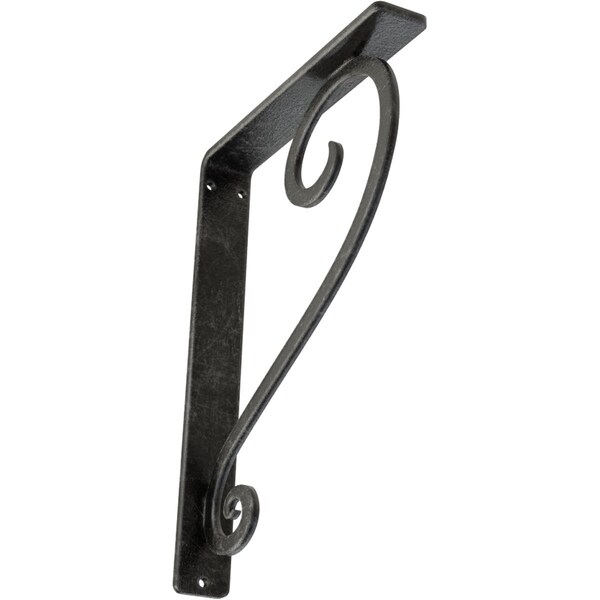 Ekena Millwork Edwards Wrought Iron Bracket, (Single center brace), Antiqued Silver 1 1/2"W x 7 1/2"D x 10"H BKTM01X07X10SEDASV - main